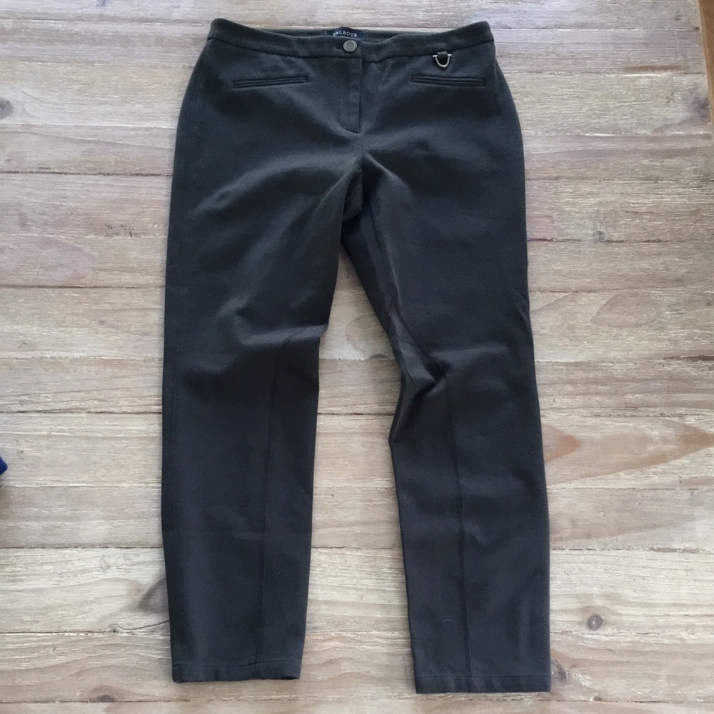 TALBOTS Petites 4P Olive Green DALTON Riding Pants Breeches Ponte Knit Stretch